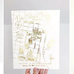 New Orleans NOLA Gold Foil Map Print